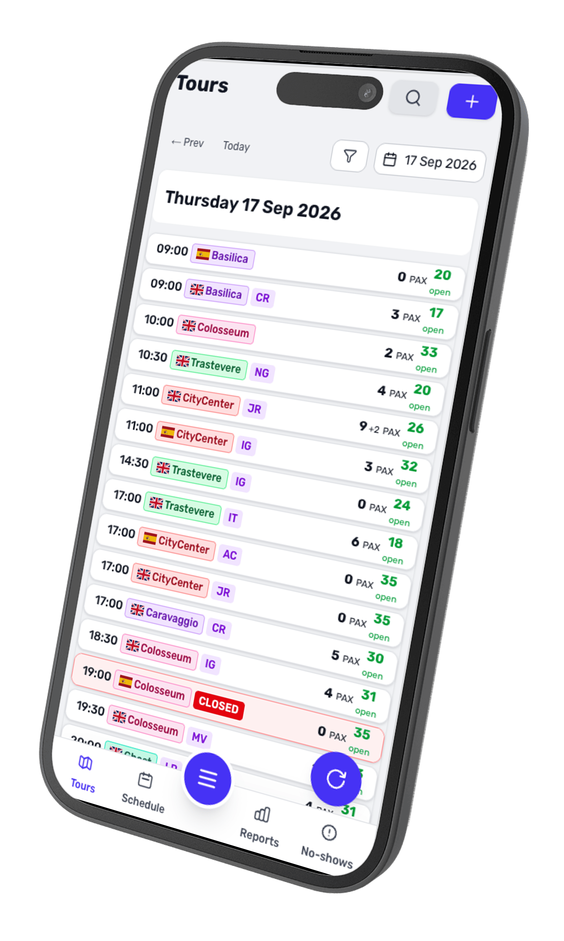 The TourMan app on a phone